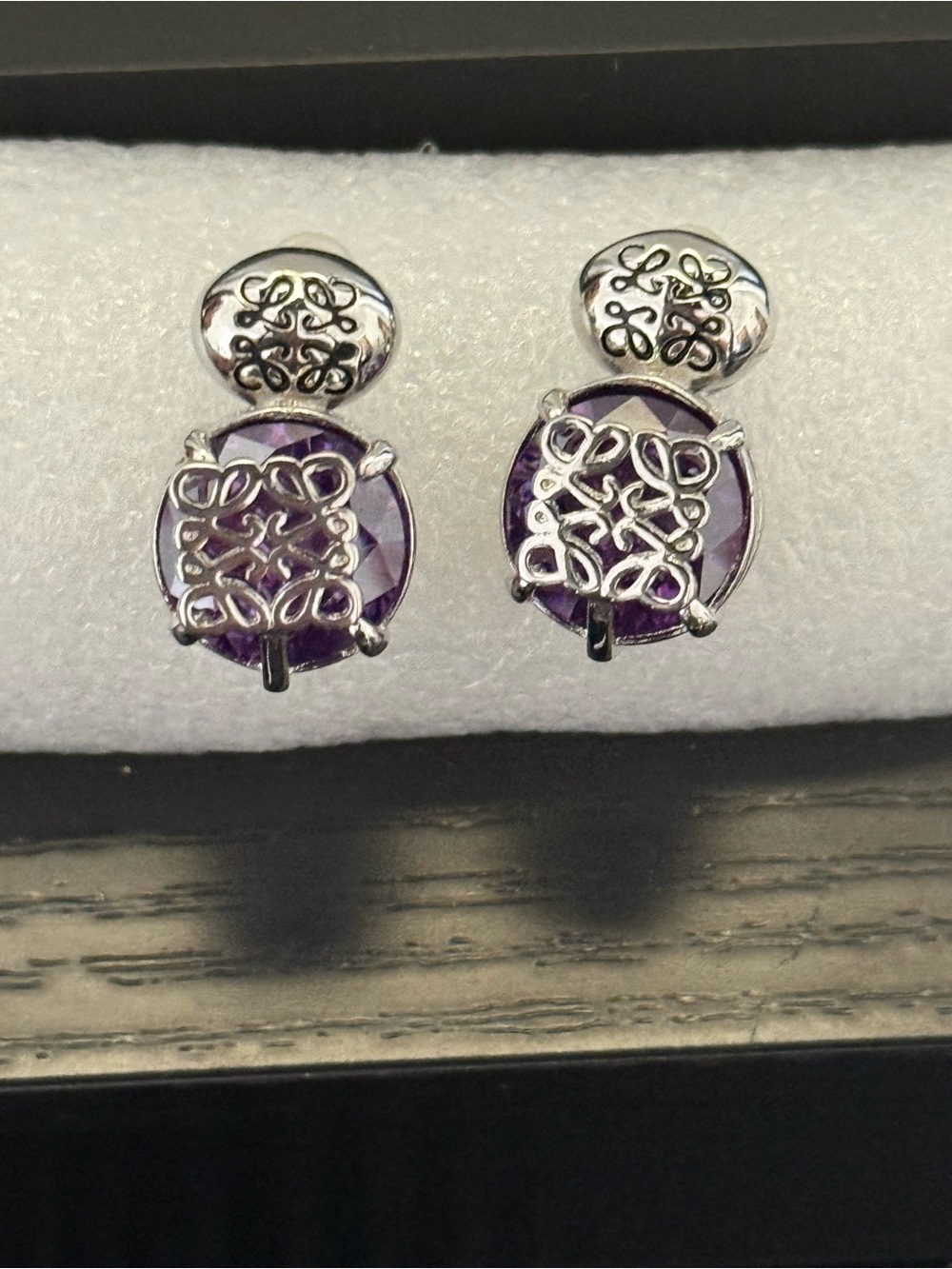 Sterling Silver Purple Amethyst Drop Earrings